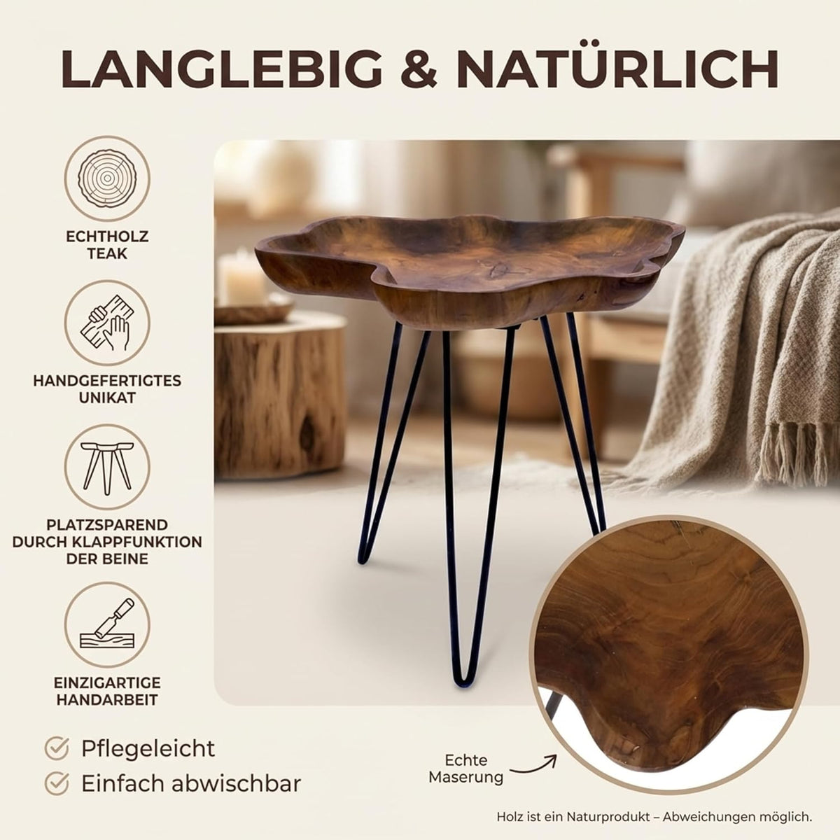 Beistelltisch Teak – Ansicht 10
