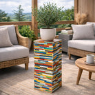 Mischholz Hocker bunt – 75 x 30 x 30 cm (H x B x T)