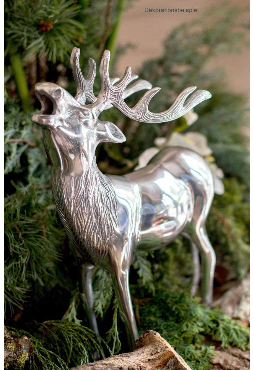 Metallfigur Hirsch – stehend, röhrend