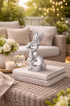 Figur Hase Porzellan, silberglänzend – Hase II