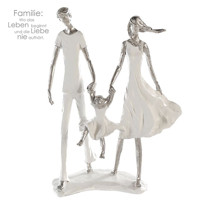 Skulptur Familie Weiß Silber