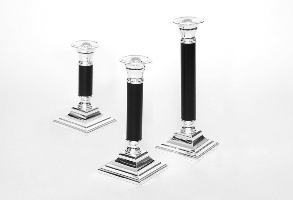 Kerzenleuchter versilbert - schwarz