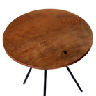 Beistelltisch Teakholz Metall  – Ø 39,5 cm, fast rund / rund