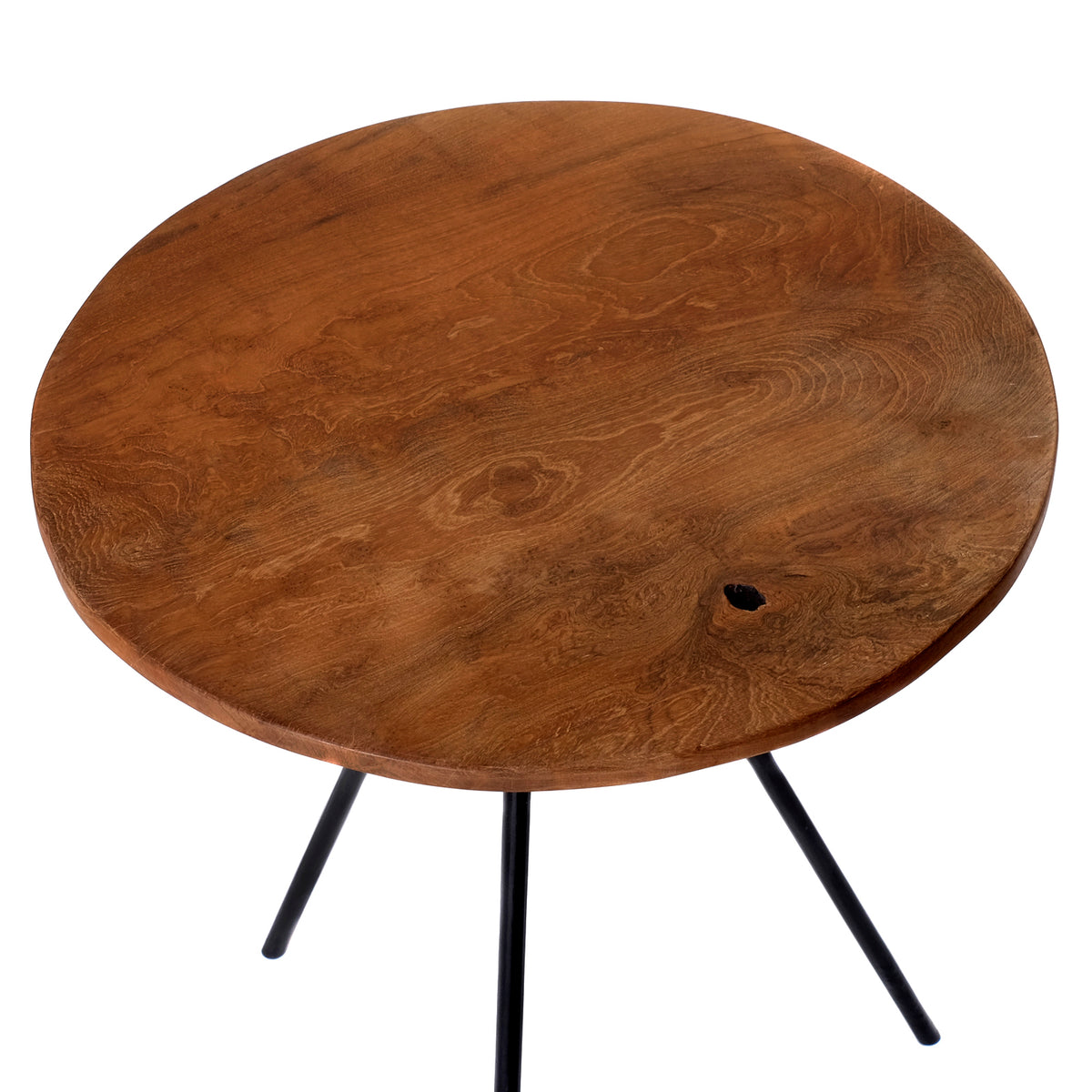 Beistelltisch Teakholz Metall  – Ø 39,5 cm, fast rund / rund