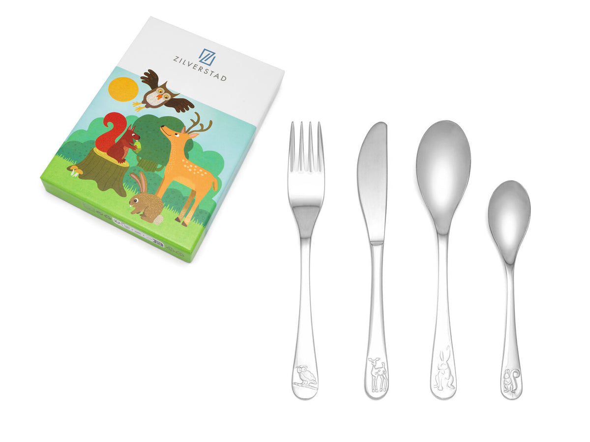 Kinderbesteck 4-teilig – Ohne Gravur, Waldtiere