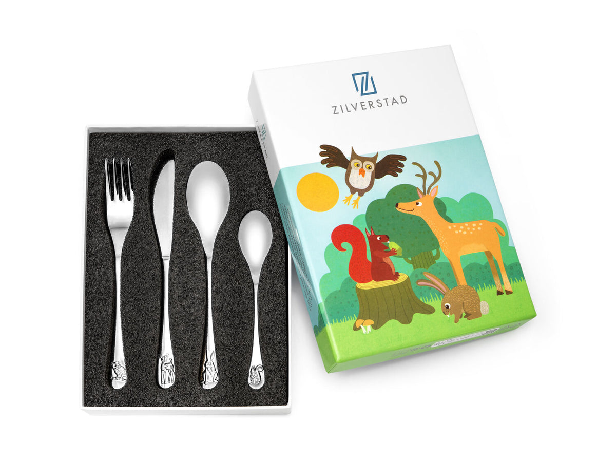 Kinderbesteck 4-teilig – Ohne Gravur, Waldtiere