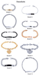 Edelstahl Armband mit Gravur – Ohne Gravur, Panzerkette, Modell 1