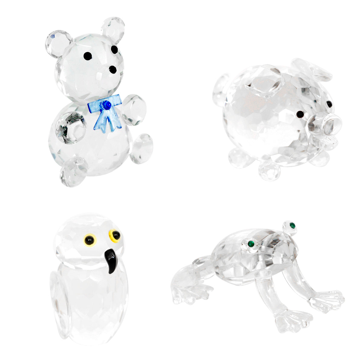 Glasfigur Bär, Eule, Schwein, Frosch