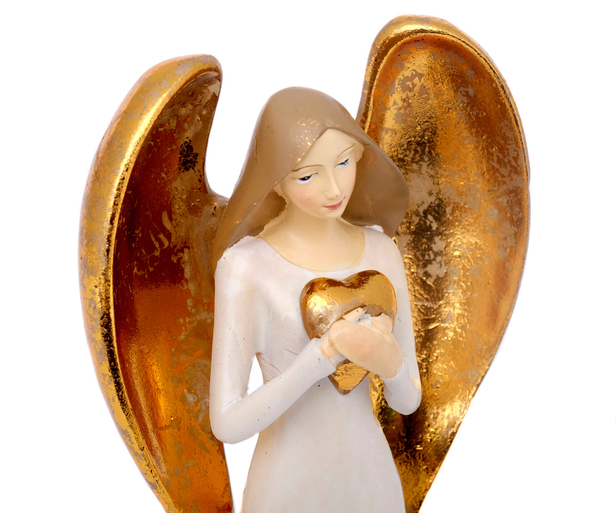 Engel Figuren  – Gold Herz - 22 cm