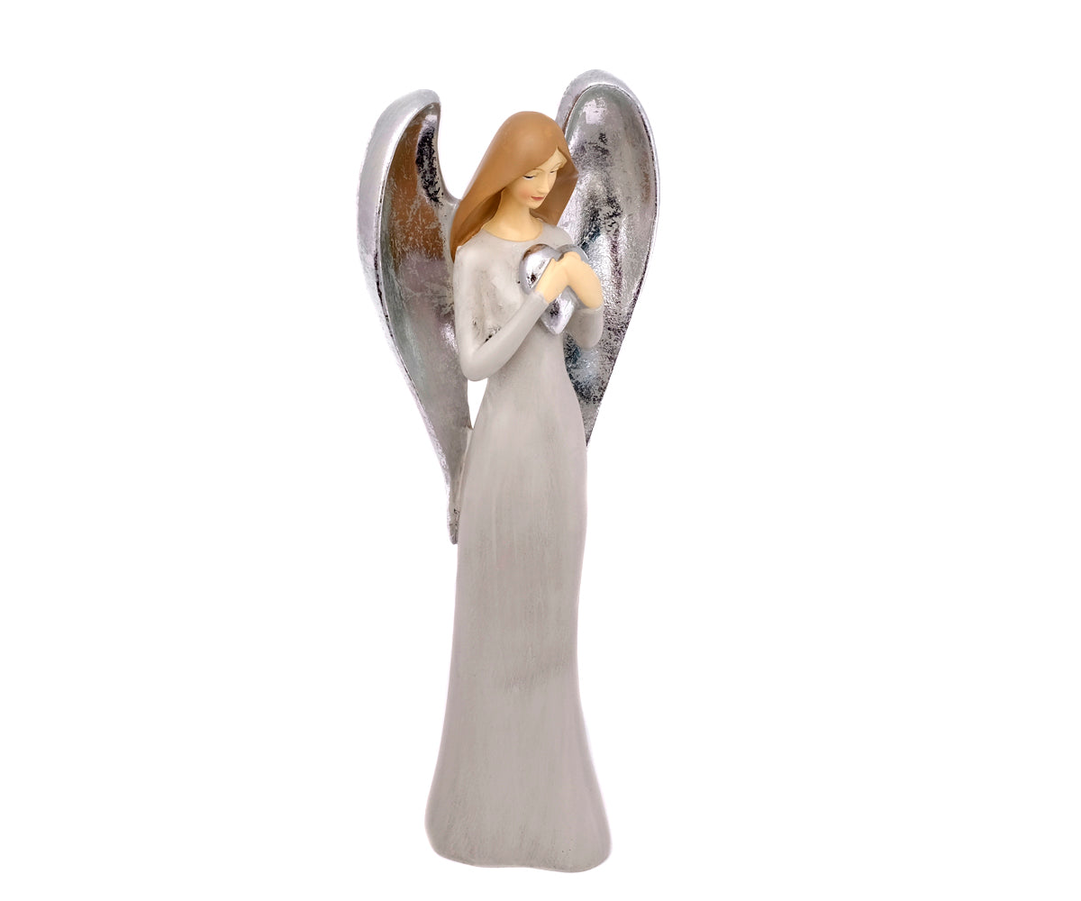 Engel Figuren  – Silber Herz - 22 cm