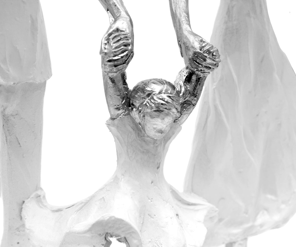 Skulptur Familie Weiß Silber – Ansicht 5