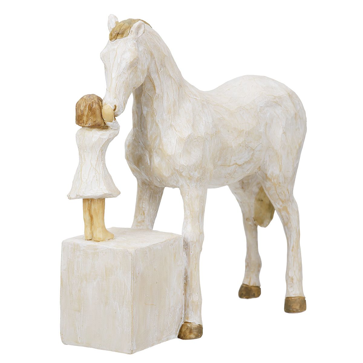 Tier Skulptur Freundschaft – Mädchen mit Pferd