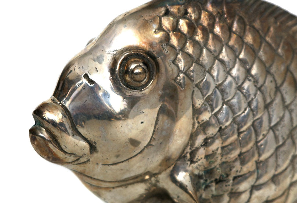 Fisch Deko - Versilbert – rundes Fischmaul