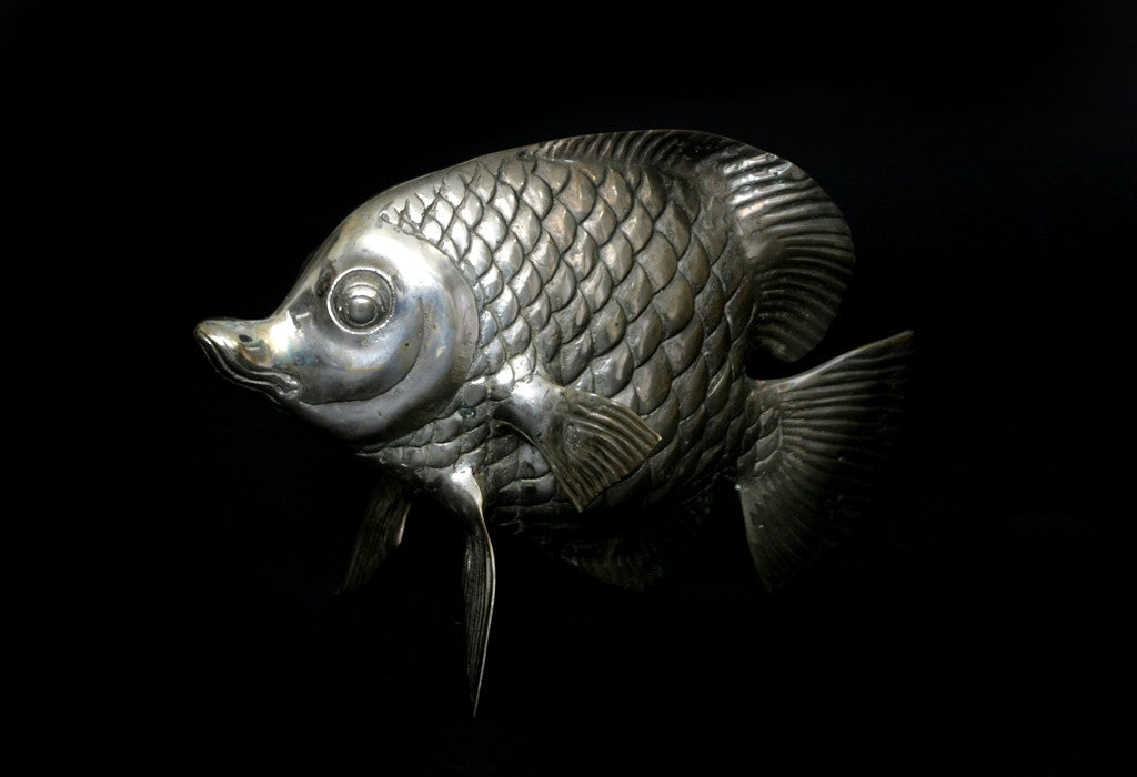 Fisch Deko - Versilbert – spitzes Fischmaul