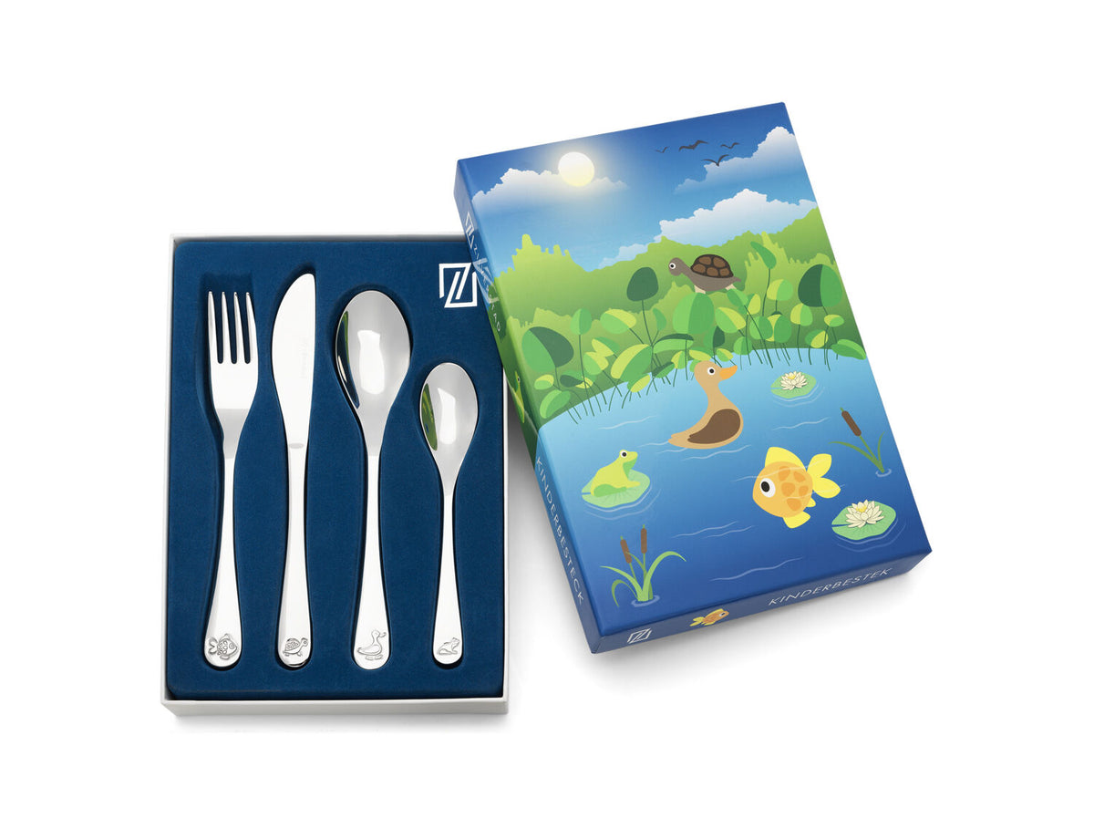 Kinderbesteck 4-teilig – Ohne Gravur, Gartenteich