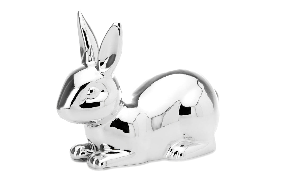 Figur Hase Porzellan, silberglänzend – Hase I