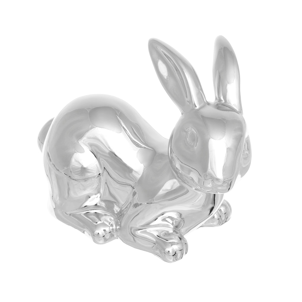 Figur Hase Porzellan, silberglänzend – Hase III