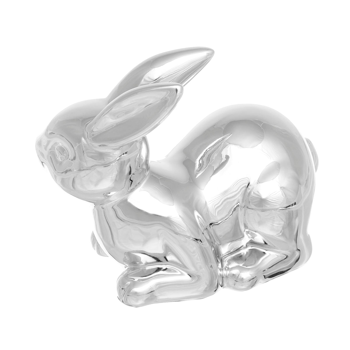 Figur Hase Porzellan, silberglänzend – Hase III