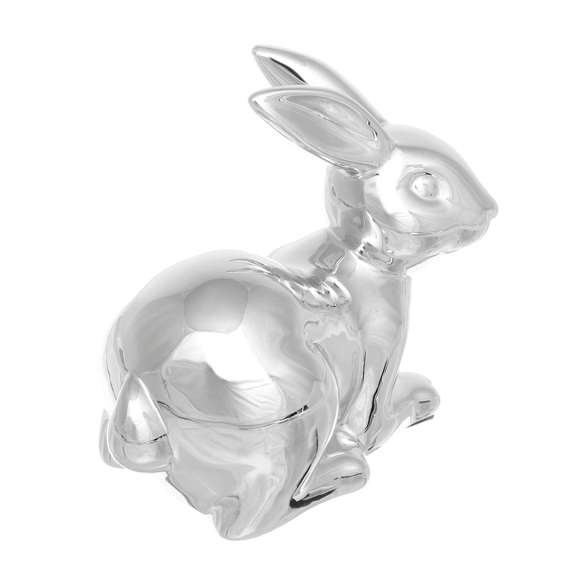 Figur Hase Porzellan, silberglänzend – Hase III