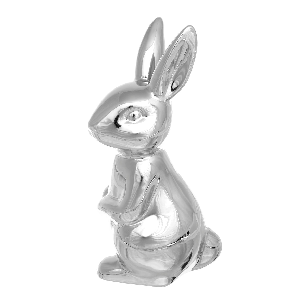 Figur Hase Porzellan, silberglänzend – Hase II