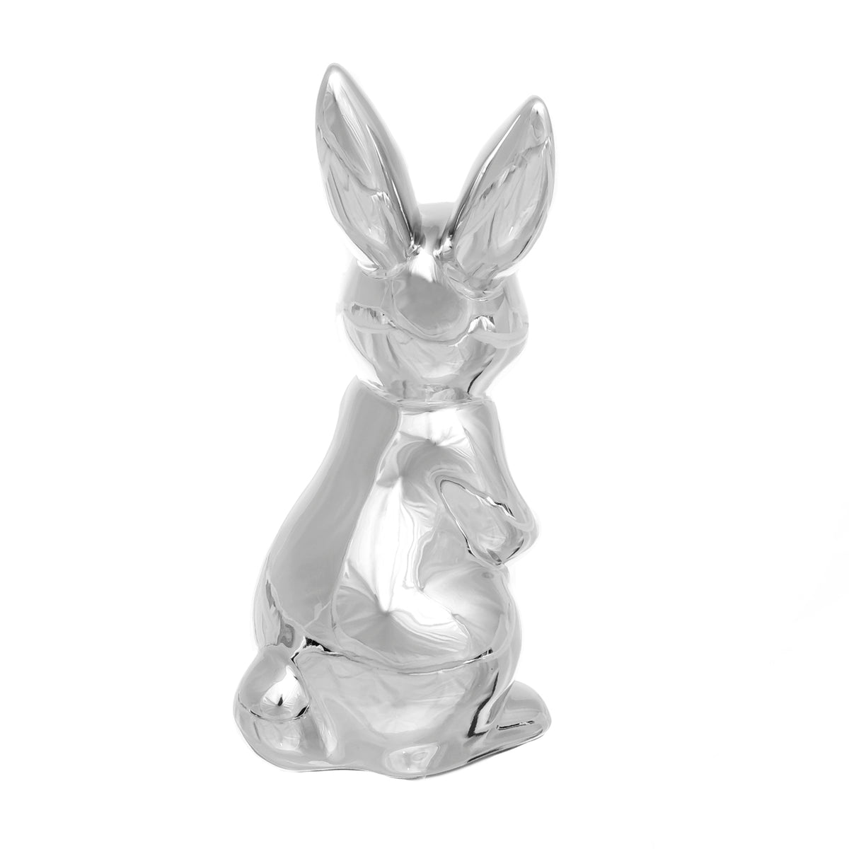 Figur Hase Porzellan, silberglänzend – Hase II