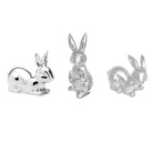 Figur Hase Porzellan, silberglänzend