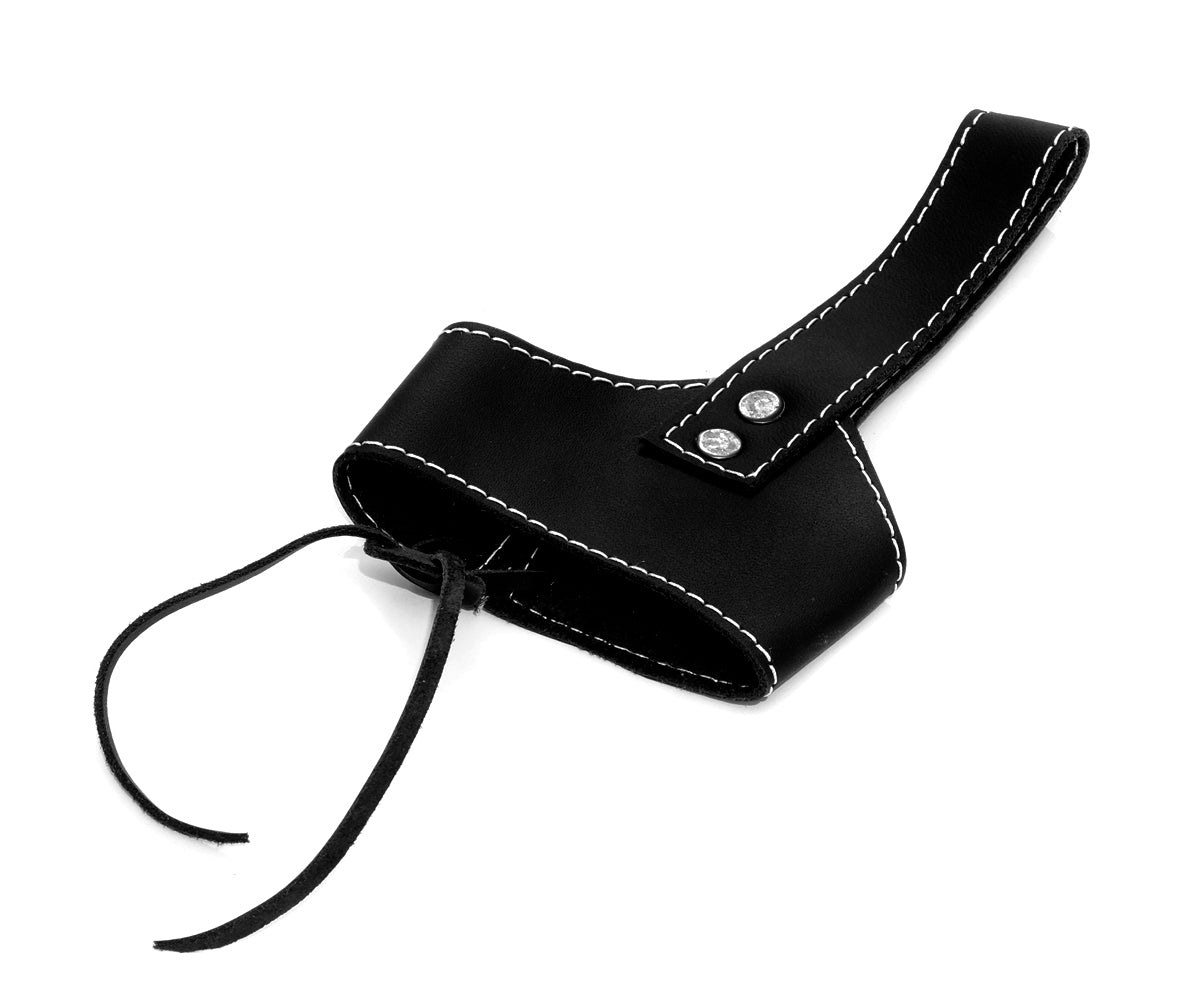 Trinkhorn Wikinger Set – 200 ml, Kuhhornhalter Leder Schwarz