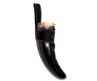 Trinkhorn Wikinger Set – 200 ml, Kuhhornhalter Leder Schwarz