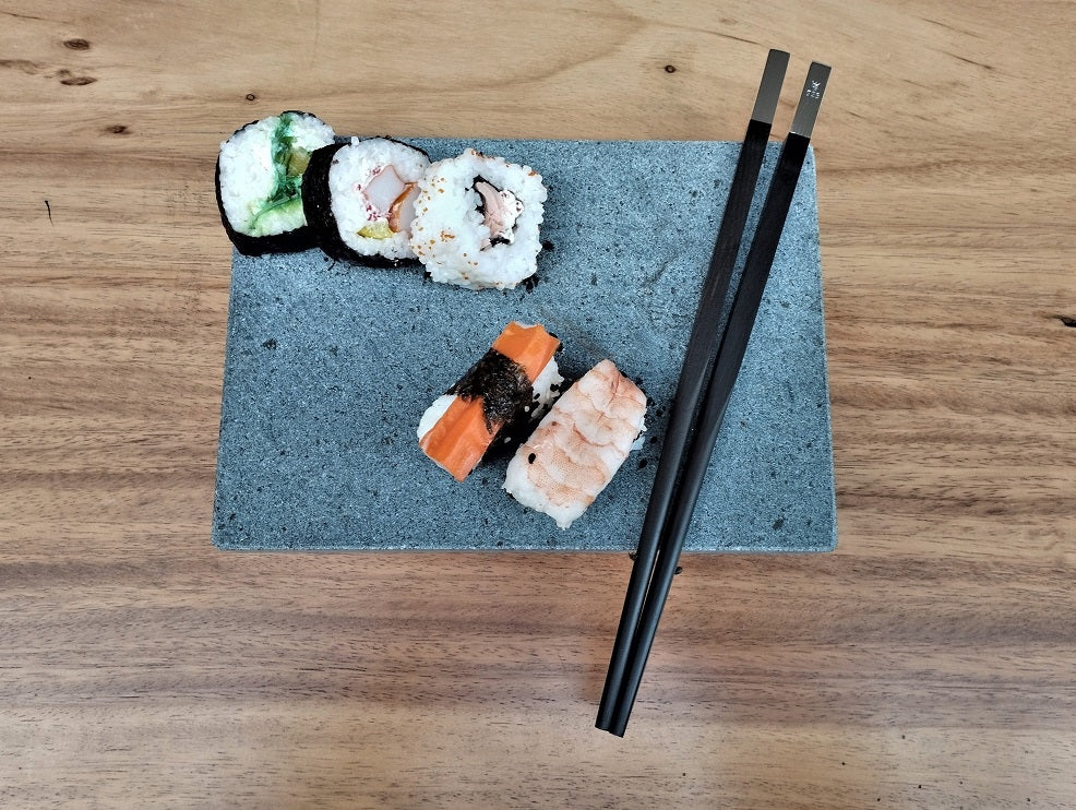 Sushi Stäbchen aus Ebenholz + 925er Sterlingsilber – Detailansicht