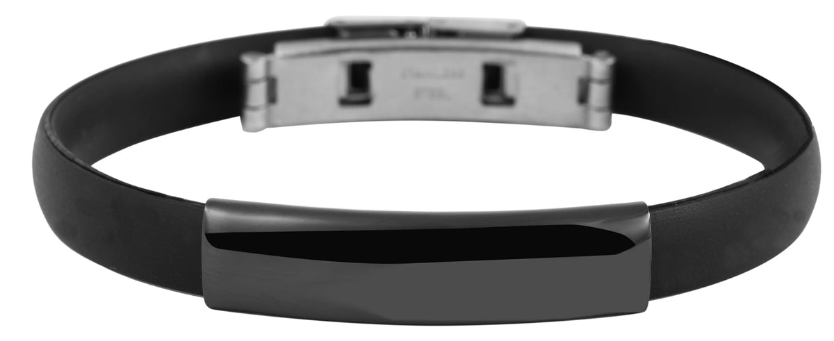 Edelstahl Armband mit Gravur – Ohne Gravur, Kautschuk, Modell 1