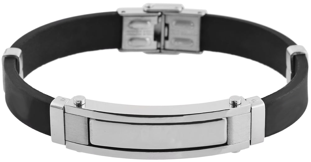 Edelstahl Armband mit Gravur – Ohne Gravur, Kautschuk, Modell 10
