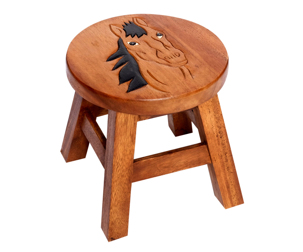 Kinderschemel Holz – ohne Gravur, Pferd