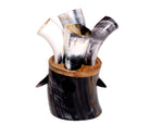 Trinkhorn Wikinger Set – 50 ml, 4er-Set mit Hornständer