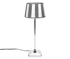 Tischlampe - Lampenschirm gestreift – Grau - Weiß, Schirm oval - 20 x 13 x 15 cm, quadratischer Fuß