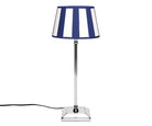 Tischlampe - Lampenschirm gestreift – Blau - Creme, Schirm oval - 22 x 14 x 15 cm, quadratischer Fuß