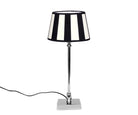 Tischlampe - Lampenschirm gestreift – Schwarz - Creme, Schirm oval - 22 x 14 x 15 cm, quadratischer Fuß