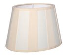 Tischlampe - Lampenschirm gestreift – Beige - Creme, Schirm oval - 22 x 14 x 15 cm, quadratischer Fuß