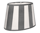 Lampenschirm gestreift – Grau - Weiß, oval - 20x15x13 cm