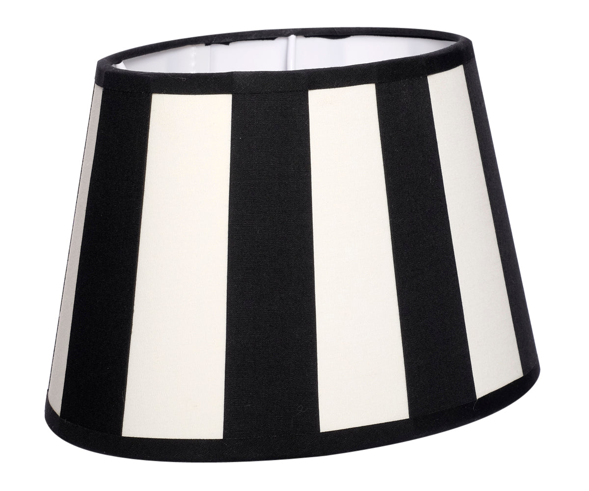 Lampenschirm gestreift – Schwarz - Creme, oval - 20x15x13 cm
