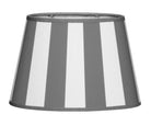 Tischlampe - Lampenschirm gestreift – Grau - Weiß, Schirm oval - 20 x 13 x 15 cm, quadratischer Fuß