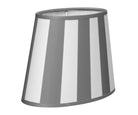Tischlampe - Lampenschirm gestreift – Grau - Weiß, Schirm oval - 20 x 13 x 15 cm, quadratischer Fuß