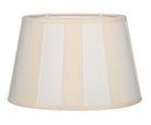 Tischlampe - Lampenschirm gestreift – Beige - Creme, Schirm oval - 22 x 14 x 15 cm, quadratischer Fuß