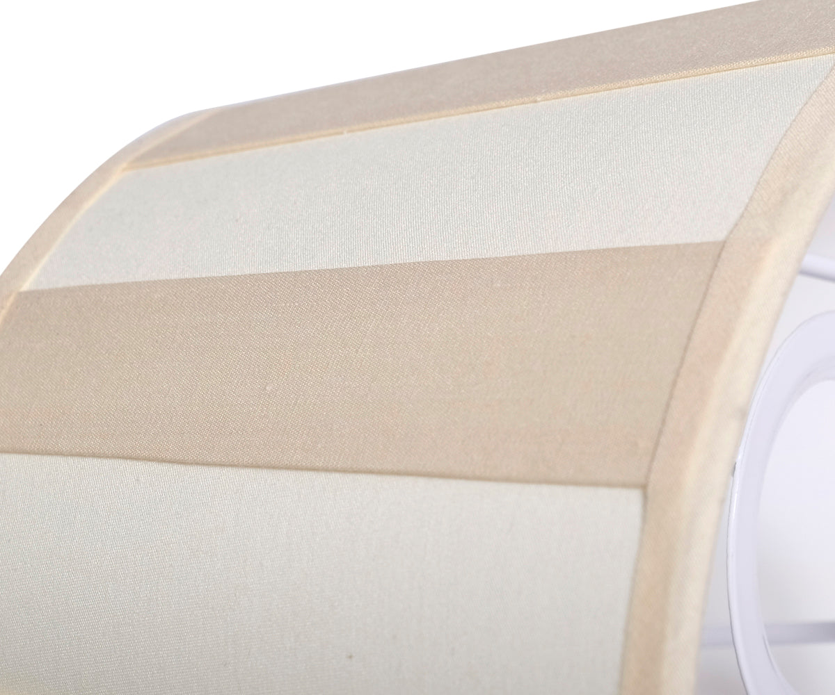 Tischlampe - Lampenschirm gestreift – Beige - Creme, Schirm oval - 22 x 14 x 15 cm, quadratischer Fuß