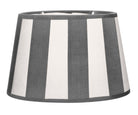 Lampenschirm gestreift – Grau - Weiß, oval - 20x15x13 cm
