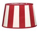 Tischlampe - Lampenschirm gestreift – Weinrot - Creme, Schirm oval - 22 x 14 x 15 cm, quadratischer Fuß
