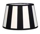 Tischlampe - Lampenschirm gestreift – Schwarz - Creme, Schirm oval - 22 x 14 x 15 cm, quadratischer Fuß