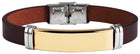 Edelstahl Armband mit Gravur – Ohne Gravur, Echtleder, Modell 9