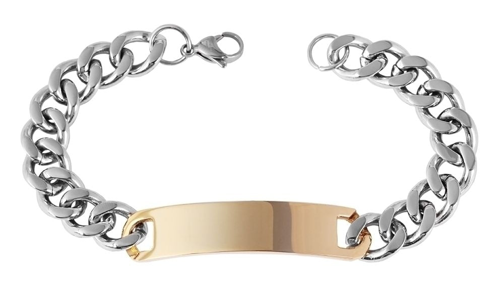 Edelstahl Armband mit Gravur – Ohne Gravur, Panzerkette, Modell 1