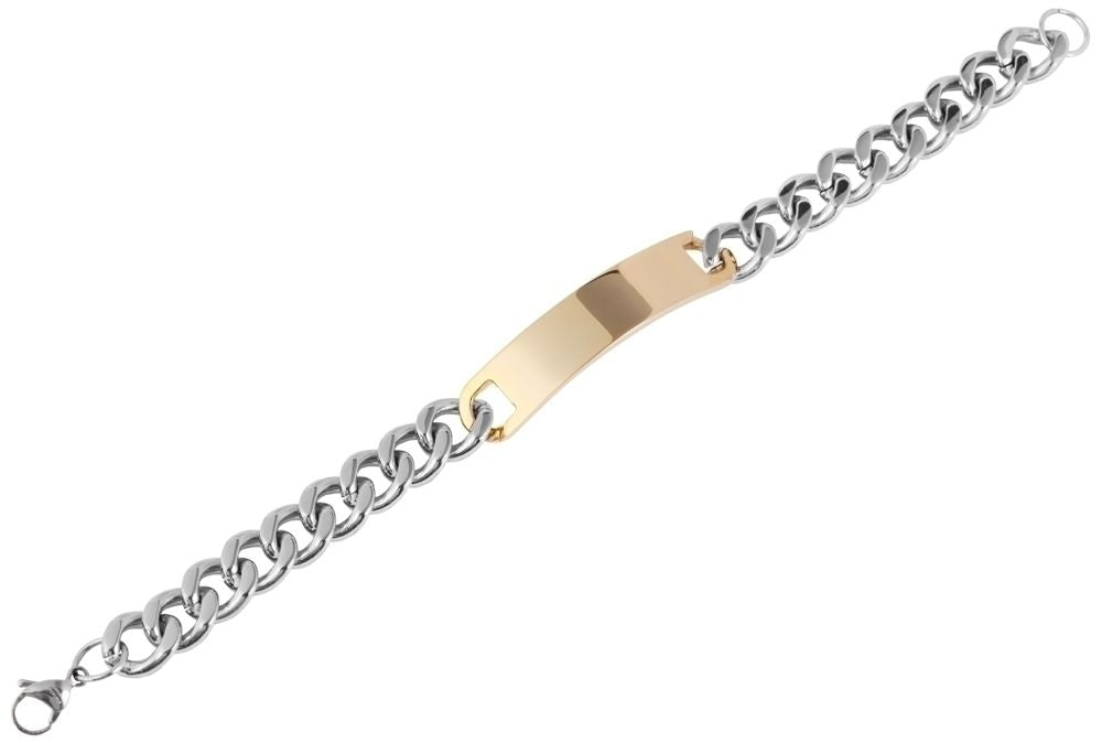 Edelstahl Armband mit Gravur – Ohne Gravur, Panzerkette, Modell 1