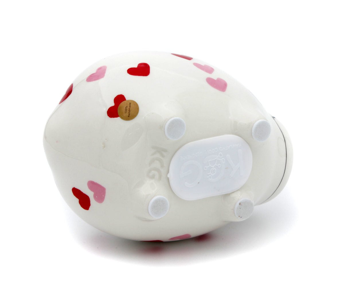 Sparschwein Hochzeit – Herzen Rosa/Rot (9 x 9 x 12,5 cm)